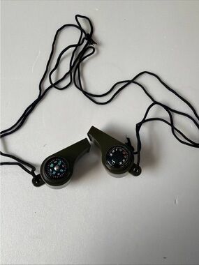 Olive Green Tactical Whistle with Compass - Men Accessories